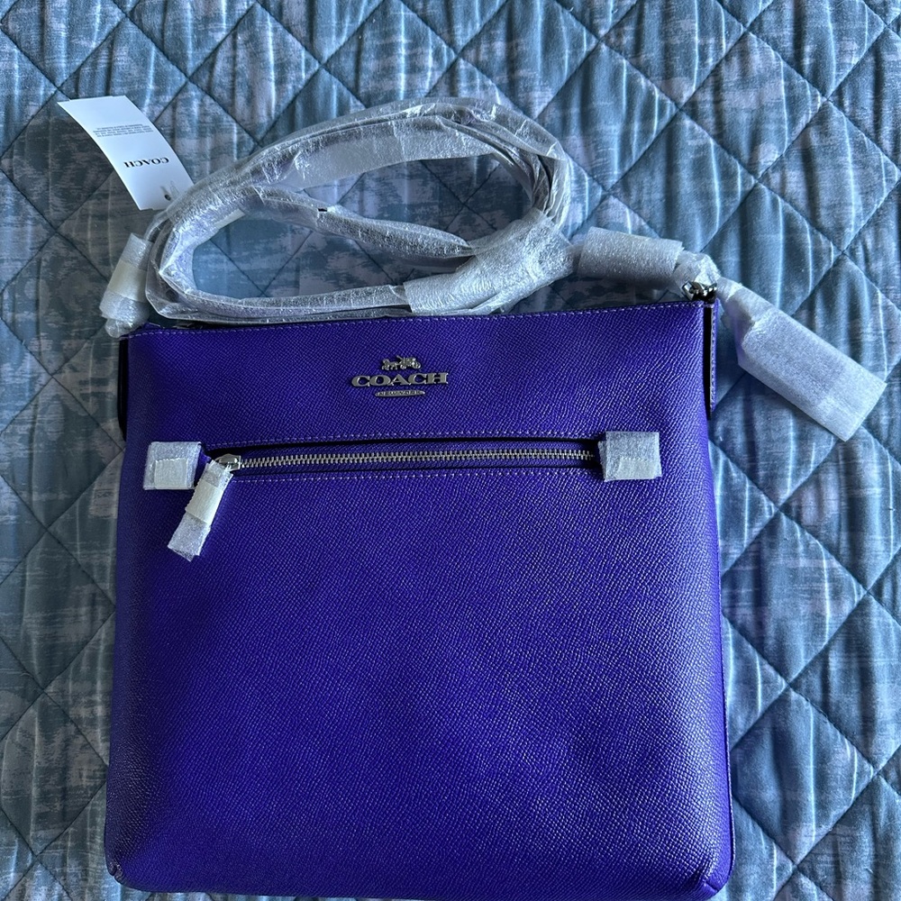 Coach Vibrant Purple Crossbody Bag with Leather Finish